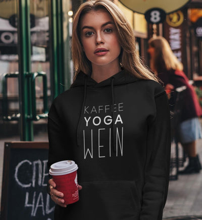 Kaffee Yoga Wein Bio Hoodie Unisex